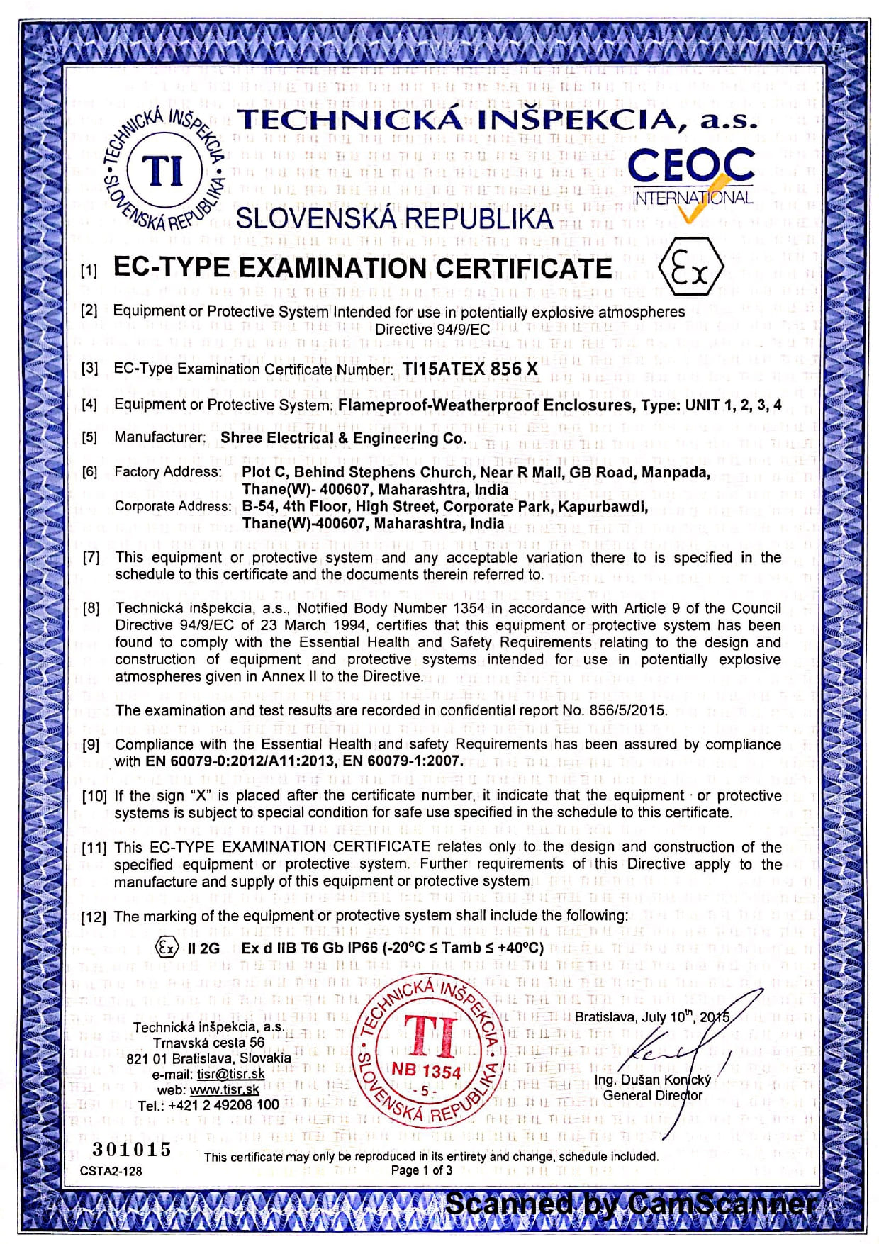 certificate ATEX